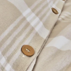 Housse De Couette|EMINZA Housse de couette flanelle de coton (140 x 200 cm) Nina carreaux Beige Carreau Beige