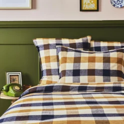 Housse De Couette|EMINZA Housse de couette flanelle de coton (260 x 240 cm) Nina carreaux Multicolore Carreau Multicolore