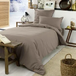 Housse De Couette|EMINZA Housse de couette flanelle de coton (140 x 200 cm) Nina Ficelle