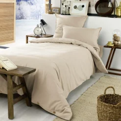 Housse De Couette|EMINZA Housse de couette flanelle de coton (140 x 200 cm) Nina Beige