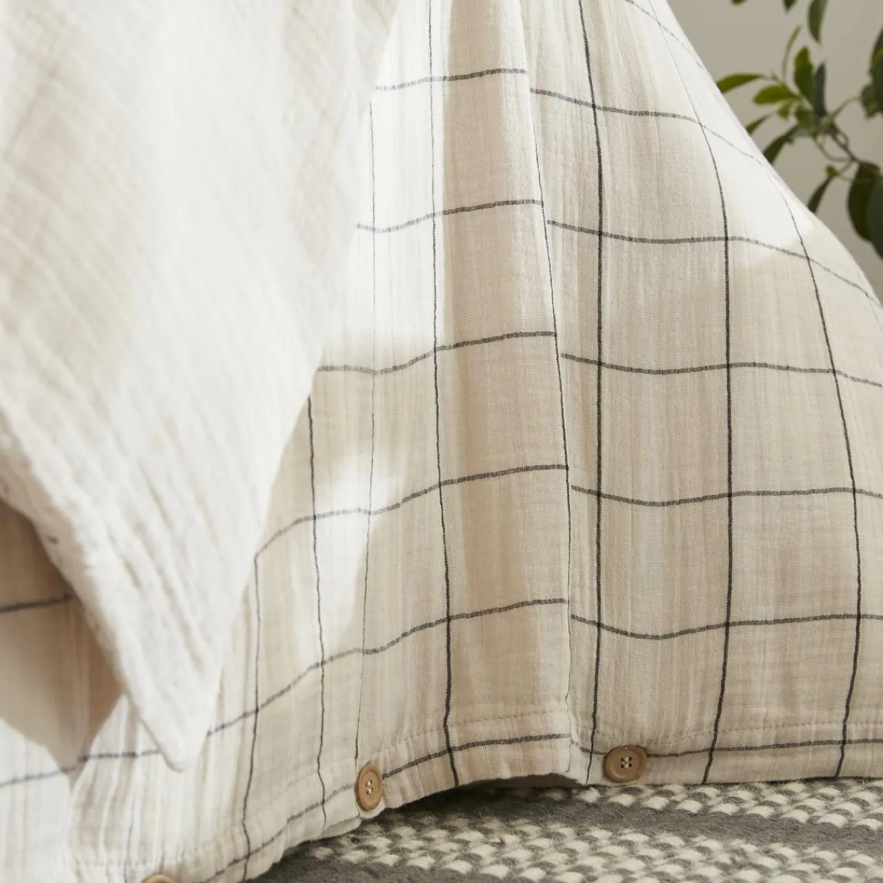 Housse De Couette|EMINZA Housse de couette gaze de coton (260 x 240 cm) Gaïa Match pampa Beige