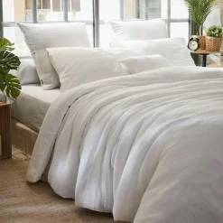 Housse De Couette|EMINZA Housse de couette gaze de coton (260 x 240 cm) Gaïa chantilly Blanc