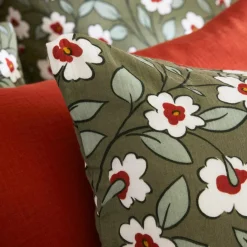 Housse De Couette|EMINZA Housse de couette gaze de coton (240 x 220 cm) Gaïa Marguerite Vert Romarin