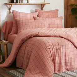 Housse De Couette|EMINZA Housse de couette gaze de coton (240 x 220 cm) Gaïa Match Rose Pêche