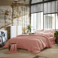 Housse De Couette|EMINZA Housse de couette gaze de coton (260 x 240 cm) Gaïa Rose Pêche
