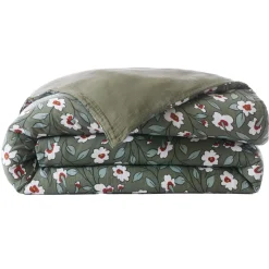 Housse De Couette|EMINZA Housse de couette gaze de coton (140 x 200 cm) Gaïa Marguerite Vert Romarin