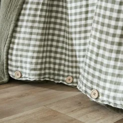 Housse De Couette|EMINZA Housse de couette gaze de coton (260 x 240 cm) Gaïa vichy Vert romarin
