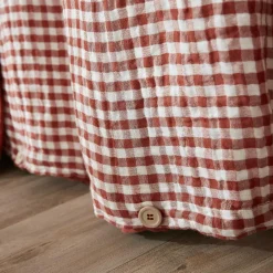 Housse De Couette|EMINZA Housse de couette gaze de coton (260 x 240 cm) Gaïa vichy Terracotta