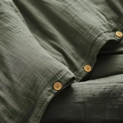 Housse De Couette|EMINZA Housse de couette gaze de coton (200 x 200 cm) Gaïa Vert romarin