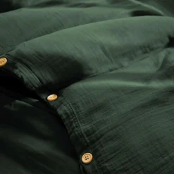 Housse De Couette|EMINZA Housse de couette gaze de coton (280 x 240 cm) Gaïa Vert sapin