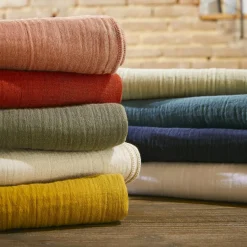 Housse De Couette|EMINZA Housse de couette gaze de coton (200 x 200 cm) Gaïa Rose Pêche