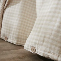 Housse De Couette|EMINZA Housse de couette gaze de coton (200 x 200 cm) Gaïa vichy Beige