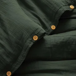 Housse De Couette|EMINZA Housse de couette gaze de coton (140 x 200 cm) Gaïa Vert sapin