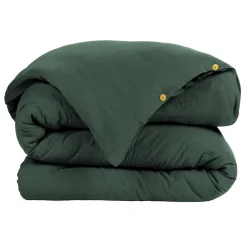 Housse De Couette|EMINZA Housse de couette gaze de coton (140 x 200 cm) Gaïa Vert sapin