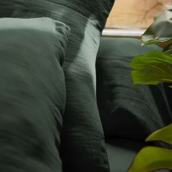 Housse De Couette|EMINZA Housse de couette gaze de coton (140 x 200 cm) Gaïa Vert sapin