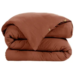 Housse De Couette|EMINZA Housse de couette gaze de coton (200 x 200 cm) Gaïa Terracotta