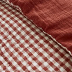 Housse De Couette|EMINZA Housse de couette gaze de coton (240 x 220 cm) Gaïa vichy Terracotta