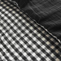 Housse De Couette|EMINZA Housse de couette gaze de coton (260 x 240 cm) Gaïa Vichy noir