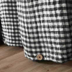 Housse De Couette|EMINZA Housse de couette gaze de coton (260 x 240 cm) Gaïa Vichy noir