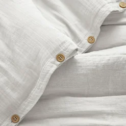 Housse De Couette|EMINZA Housse de couette gaze de coton (200 x 200 cm) Gaïa chantilly Blanc