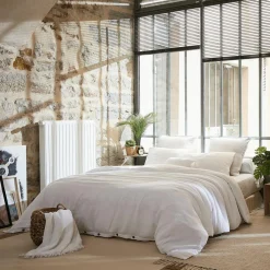 Housse De Couette|EMINZA Housse de couette gaze de coton (200 x 200 cm) Gaïa chantilly Blanc