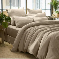 Housse De Couette|EMINZA Housse de couette gaze de coton (260 x 240 cm) Gaïa Ficelle