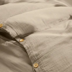 Housse De Couette|EMINZA Housse de couette gaze de coton (260 x 240 cm) Gaïa Ficelle