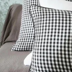 Housse De Couette|EMINZA Housse de couette gaze de coton (240 x 220 cm) Gaïa Vichy noir