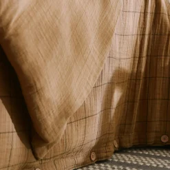 Housse De Couette|EMINZA Housse de couette gaze de coton (260 x 240 cm) Gaïa Match Camel