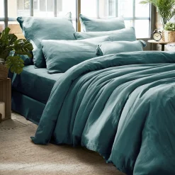 Housse De Couette|EMINZA Housse de couette gaze de coton (280 x 240 cm) Gaïa Bleu canard