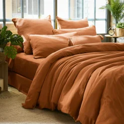 Housse De Couette|EMINZA Housse de couette gaze de coton (240 x 220 cm) Gaïa Abricot