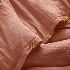 Housse De Couette|EMINZA Housse de couette gaze de coton (280 x 240 cm) Gaïa Rose Pêche