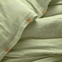 Housse De Couette|EMINZA Housse de couette gaze de coton (240 x 220 cm) Gaïa Vert tilleul