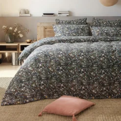 Housse De Couette|EMINZA Housse de couette gaze de coton (240 x 220 cm) Constance Bleu nuit