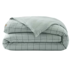 Housse De Couette|EMINZA Housse de couette gaze de coton (200 x 200 cm) Gaïa Match Vert Eucalyptus