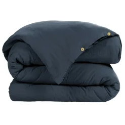 Housse De Couette|EMINZA Housse de couette gaze de coton (260 x 240 cm) Gaïa Bleu nuit