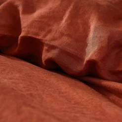 Housse De Couette|EMINZA Housse de couette lin lavé (240 x 220 cm) Louise Terracotta