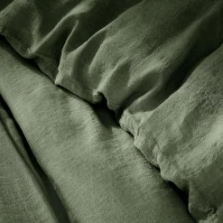 Housse De Couette|EMINZA Housse de couette lin lavé (260 x 240 cm) Louise Vert romarin
