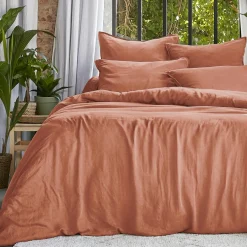 Parure De Lit|Housse De Couette|EMINZA Housse de couette lyocell Tencel™ lavé (280 x 240 cm) Olivia Terracotta