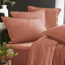 Parure De Lit|Housse De Couette|EMINZA Housse de couette lyocell Tencel™ lavé (280 x 240 cm) Olivia Terracotta