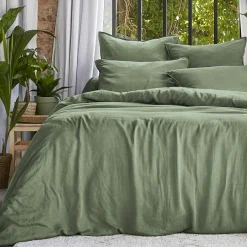 Parure De Lit|Housse De Couette|EMINZA Housse de couette lyocell Tencel™ lavé (280 x 240 cm) Olivia Vert romarin