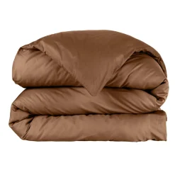 Housse De Couette|EMINZA Housse de couette percale de coton (140 x 200 cm) Cali Marron Chocolat