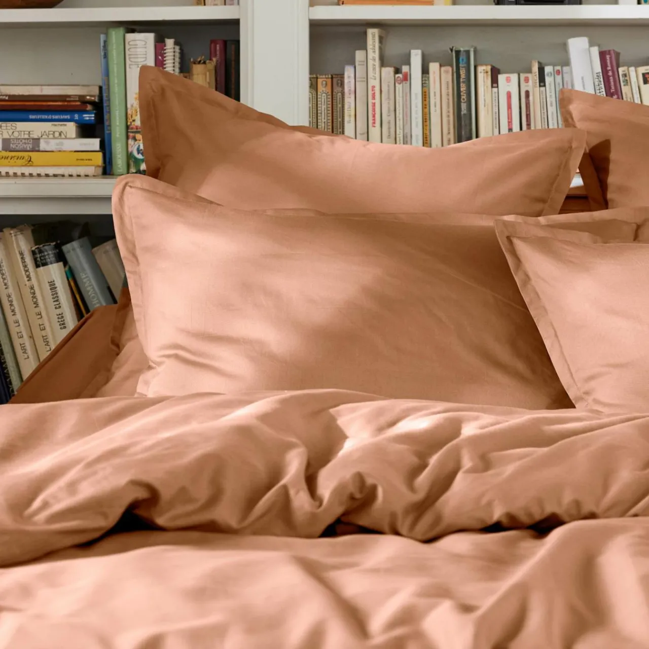Housse De Couette|EMINZA Housse de couette percale de coton (240 x 220 cm) Cali Rose Pêche