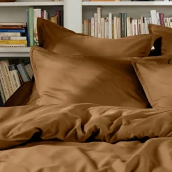Housse De Couette|EMINZA Housse de couette percale de coton (240 x 220 cm) Cali Camel