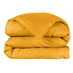 Housse De Couette|EMINZA Housse de couette percale de coton (280 x 240 cm) Cali Jaune moutarde