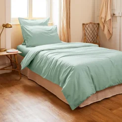 Housse De Couette|EMINZA Housse de couette percale de coton (140 x 200 cm) Cali Vert Eucalyptus