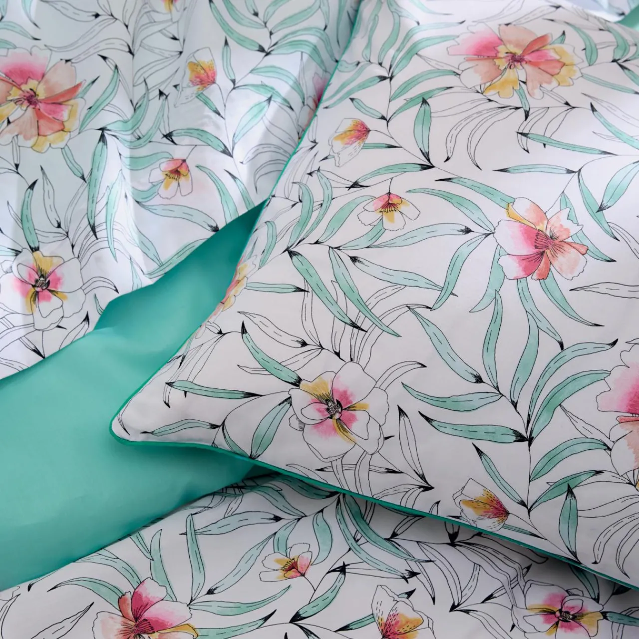 Housse De Couette|TRADI LINGE Housse de couette percale de coton (200 x 200 cm) Roxane Multicolore