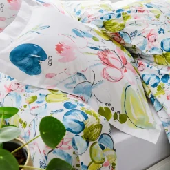 Housse De Couette|TRADILINGE Housse de couette percale de coton (260 x 240 cm) Nénuphar Aqua Multicolore