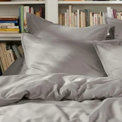 Housse De Couette|EMINZA Housse de couette percale de coton (140 x 200 cm) Cali Gris clair