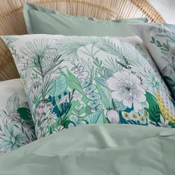 Housse De Couette|TRADI LINGE Housse de couette percale de coton (200 x 200 cm) Bali e Vert